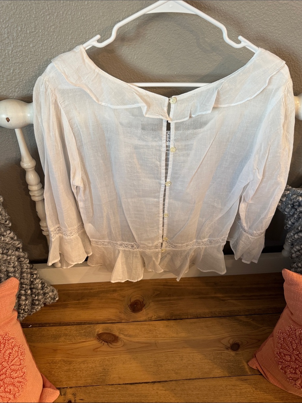 For Love & Lemons White Ruffled Sheer Blouse - Picture 2 of 5